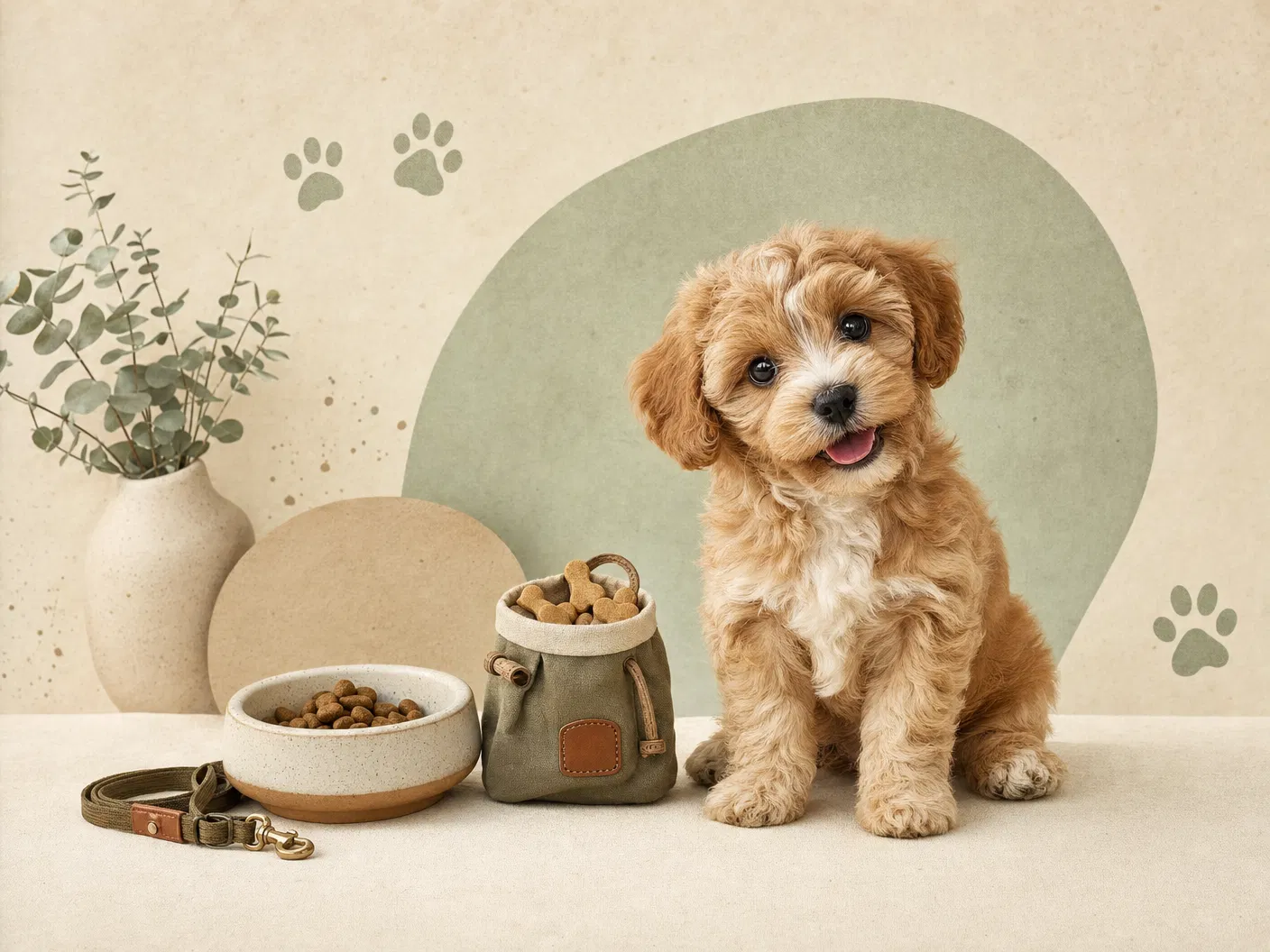 Puppy visit with food bowl and training treats