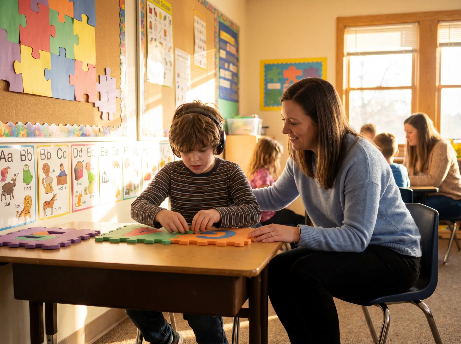 Child with autism in classroom