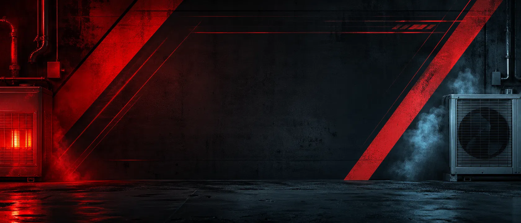 Abstract emergency HVAC response banner with red dispatch lighting