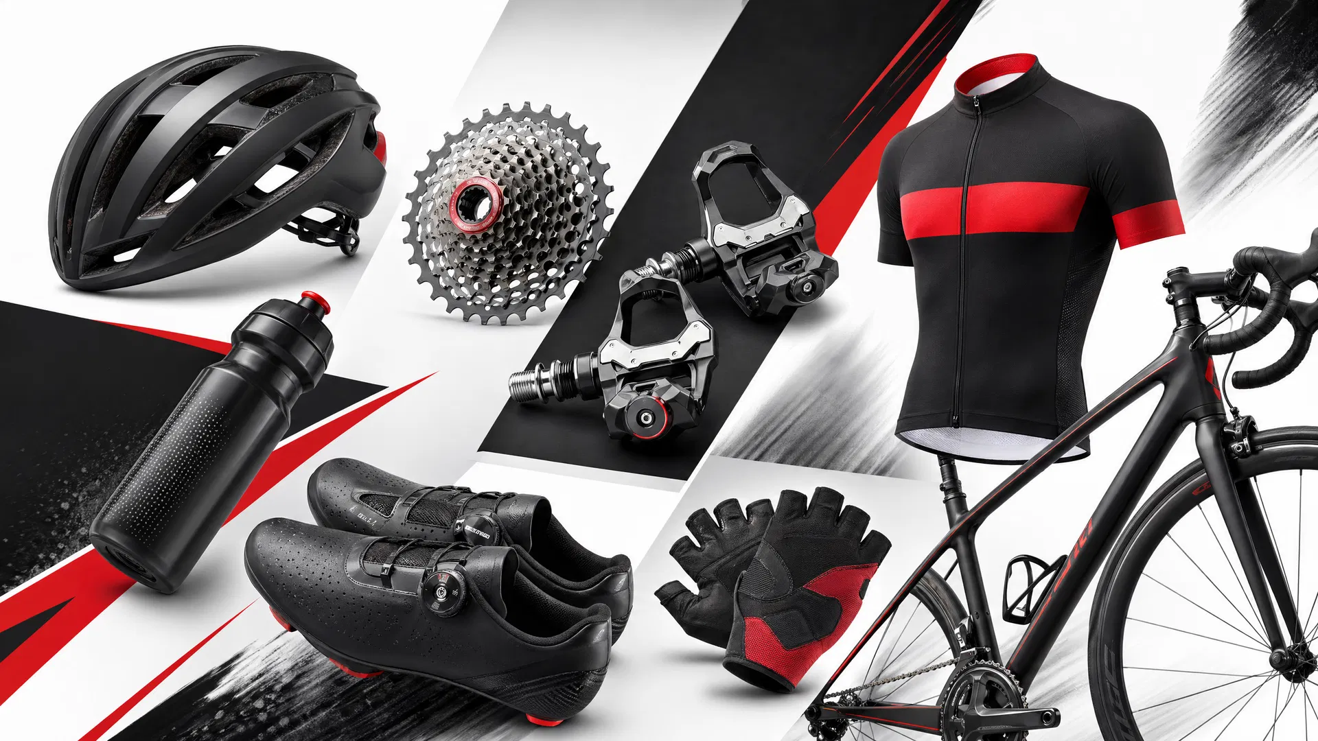 Cycling accessories product collage