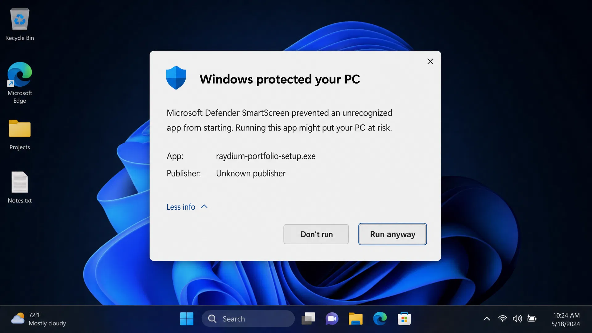 SmartScreen Run Anyway