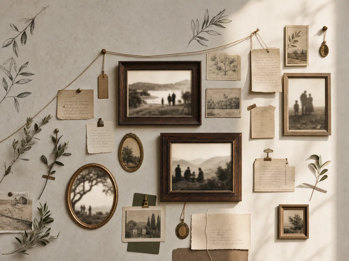 Curated archival memory wall for Ollivierre family stories
