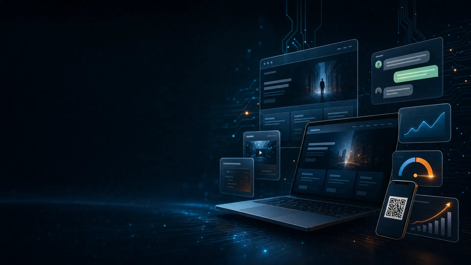 Painéis digitais modernos para sites, cardápios e negócios online
