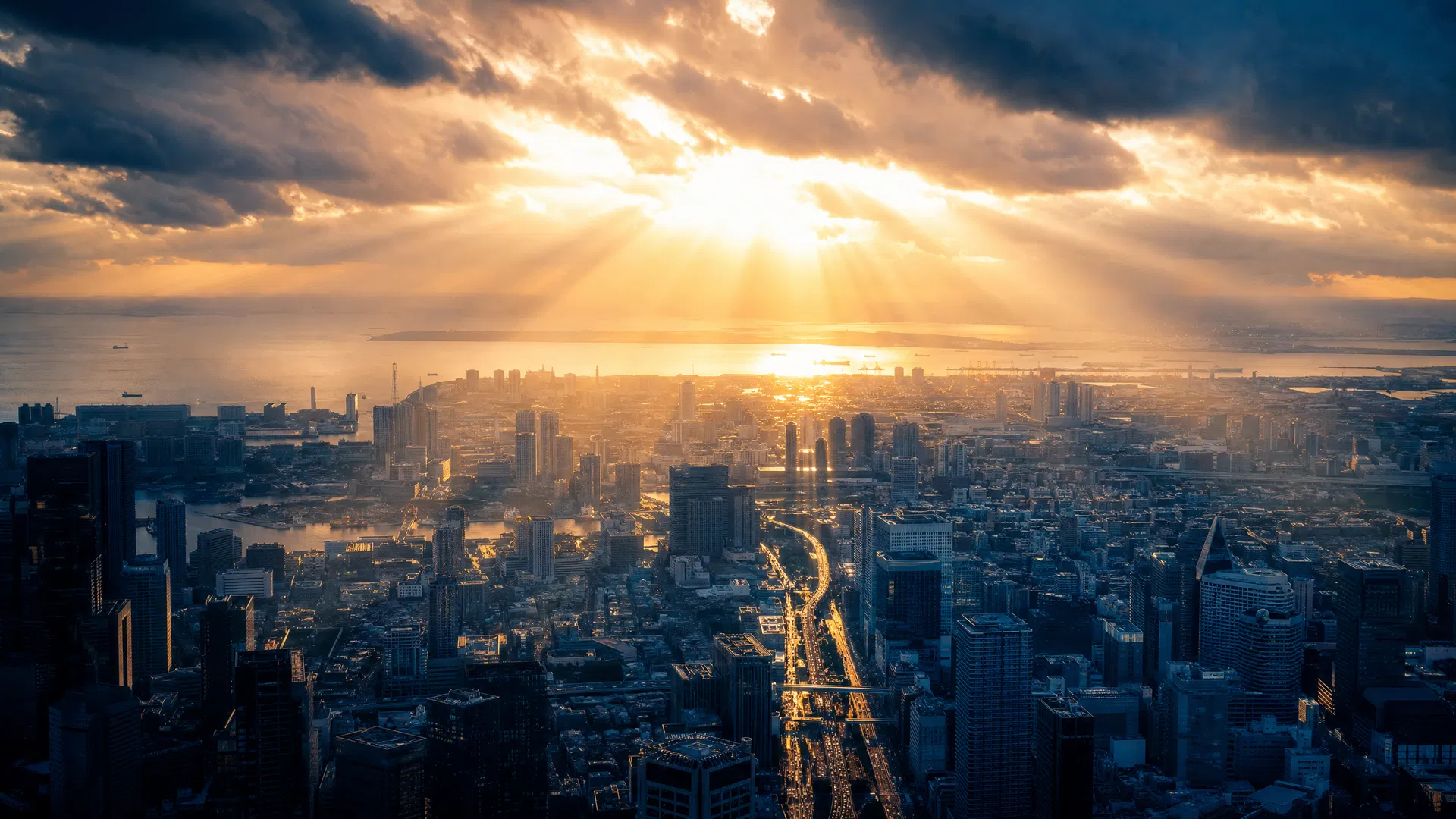 City at golden hour
