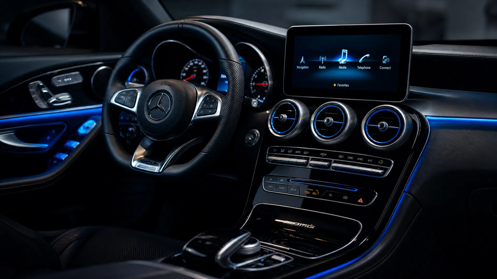 Premium car interior with modern dashboard