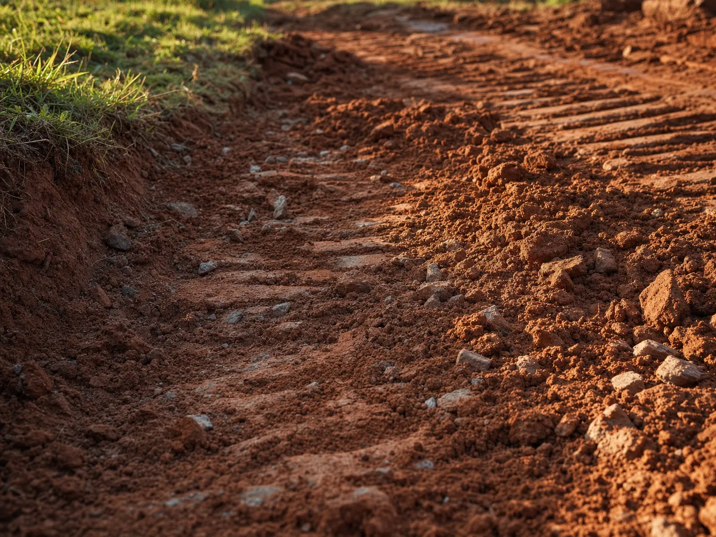 Freshly graded mountain terrain