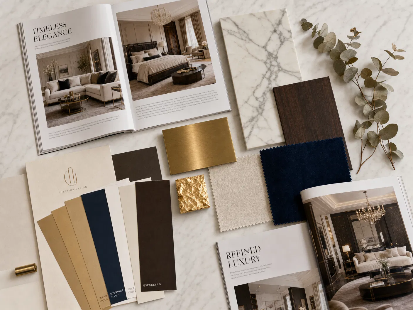 Magazine references and real material mood board