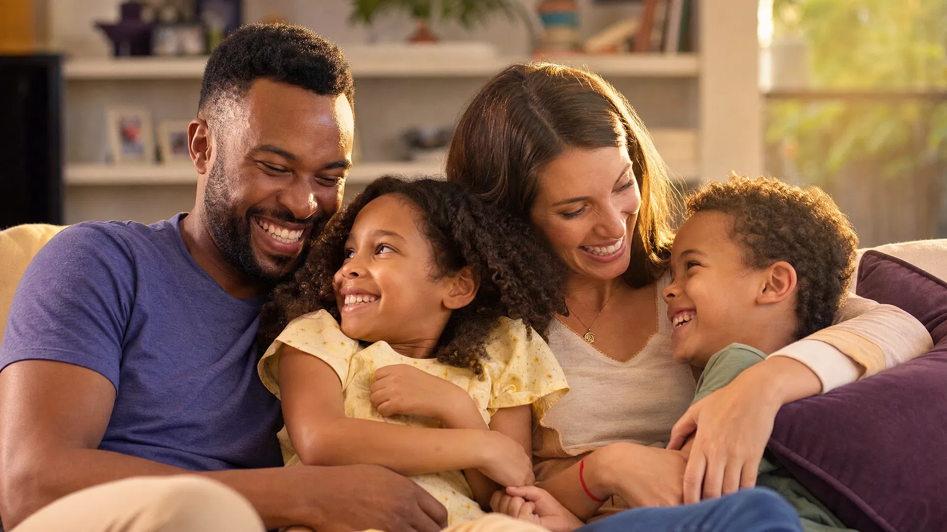 Happy diverse family with children