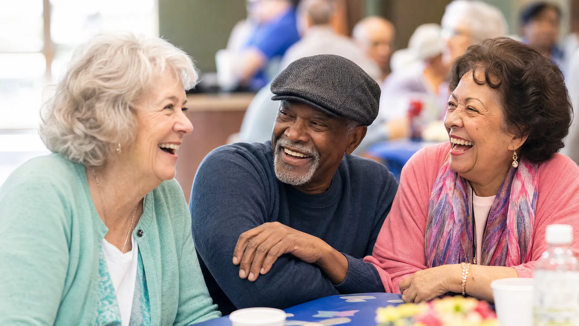 Diverse group of seniors at community health event