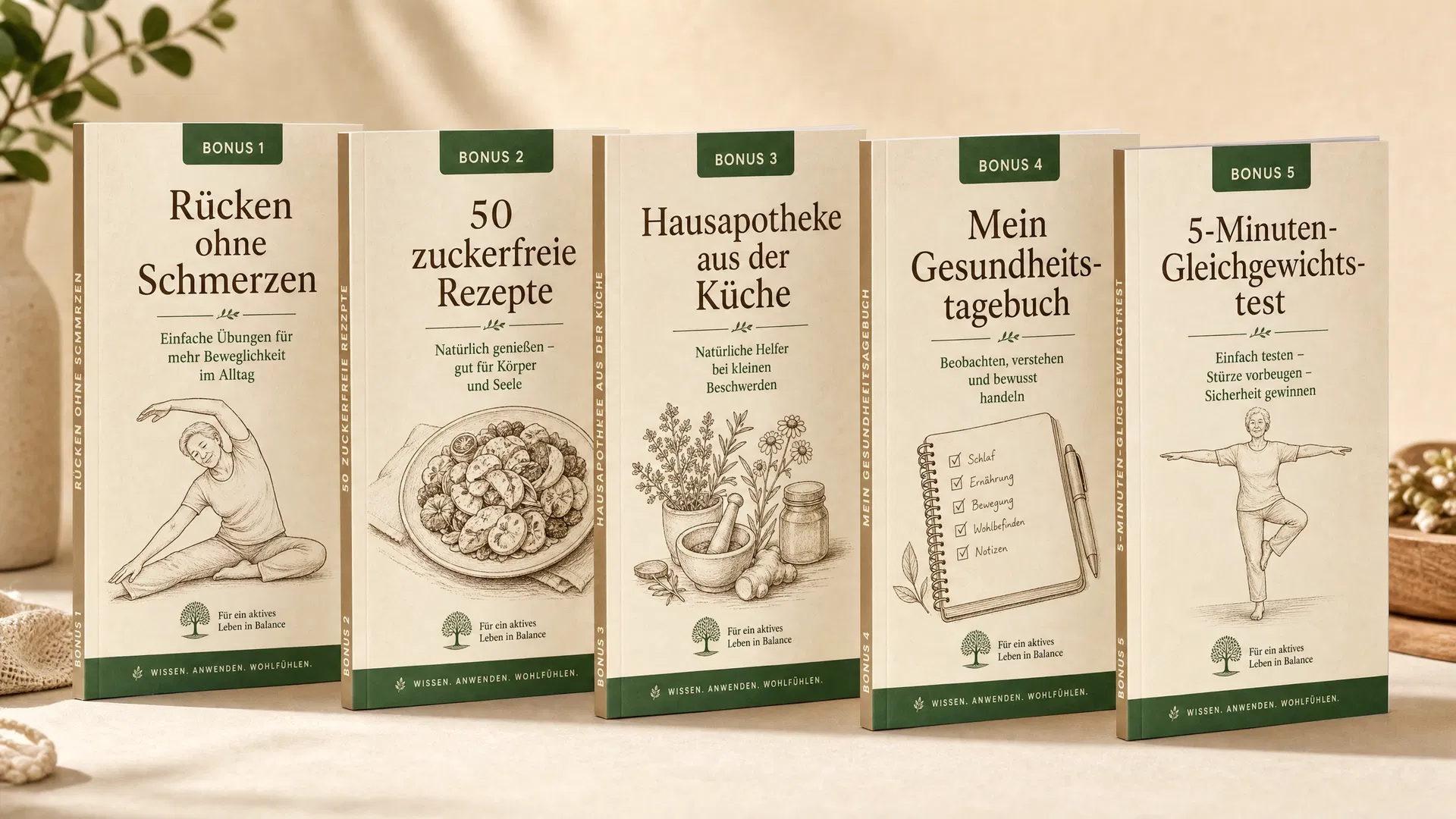 Mockup der fünf Bonus-Hefte