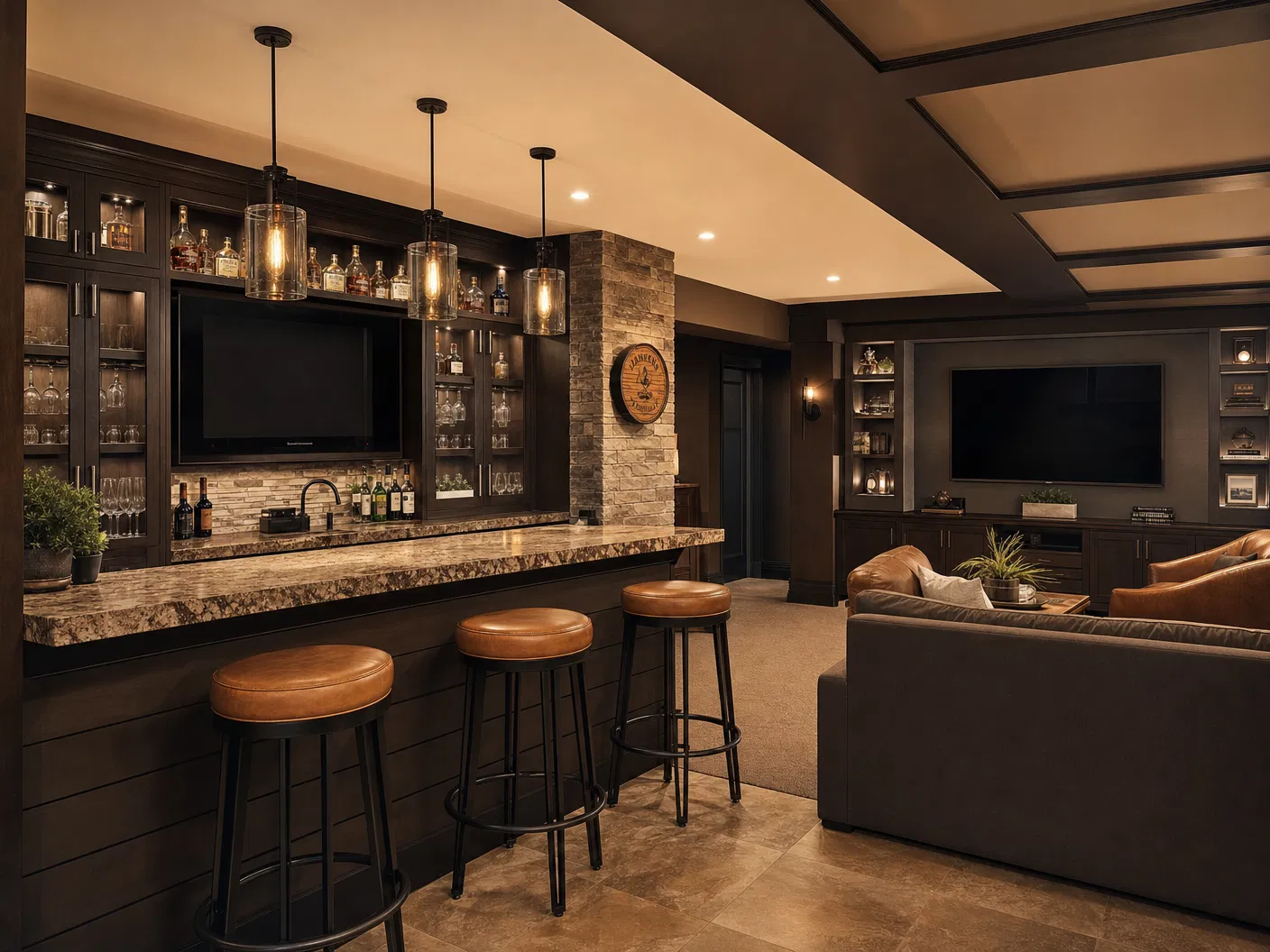 Custom basement bar