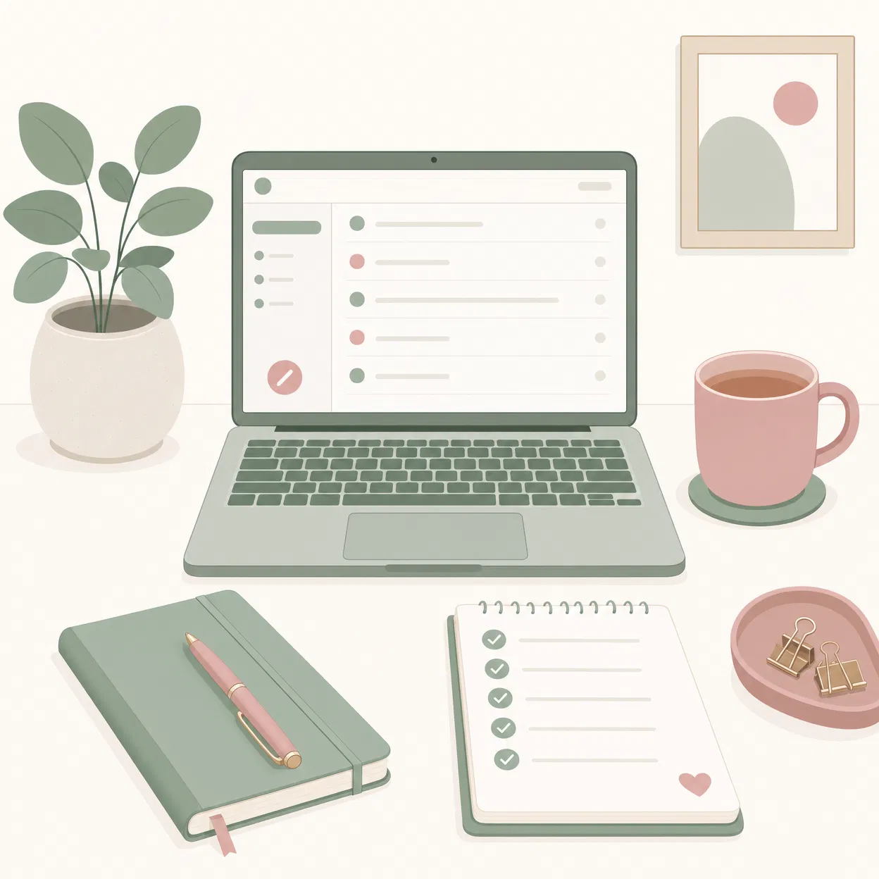 Organized workspace illustration