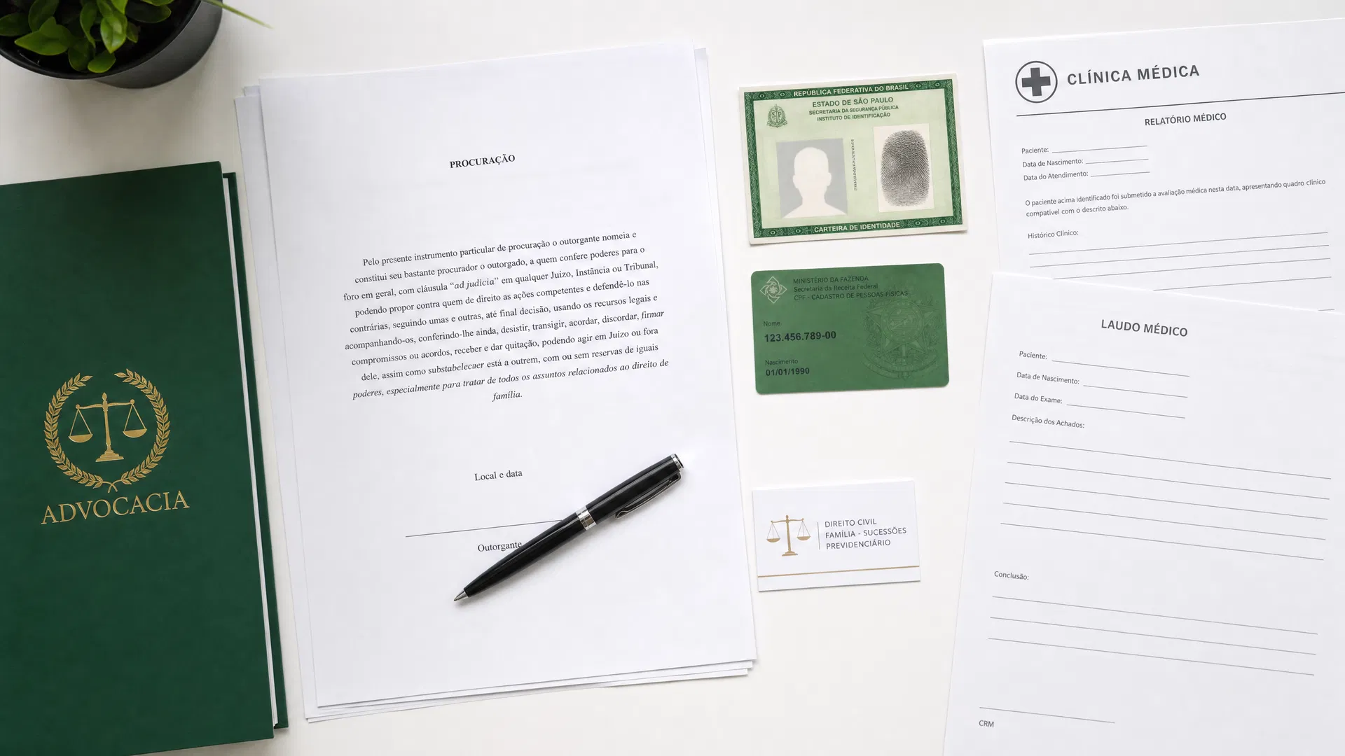 Documentos jurídicos organizados para análise de BPC/LOAS