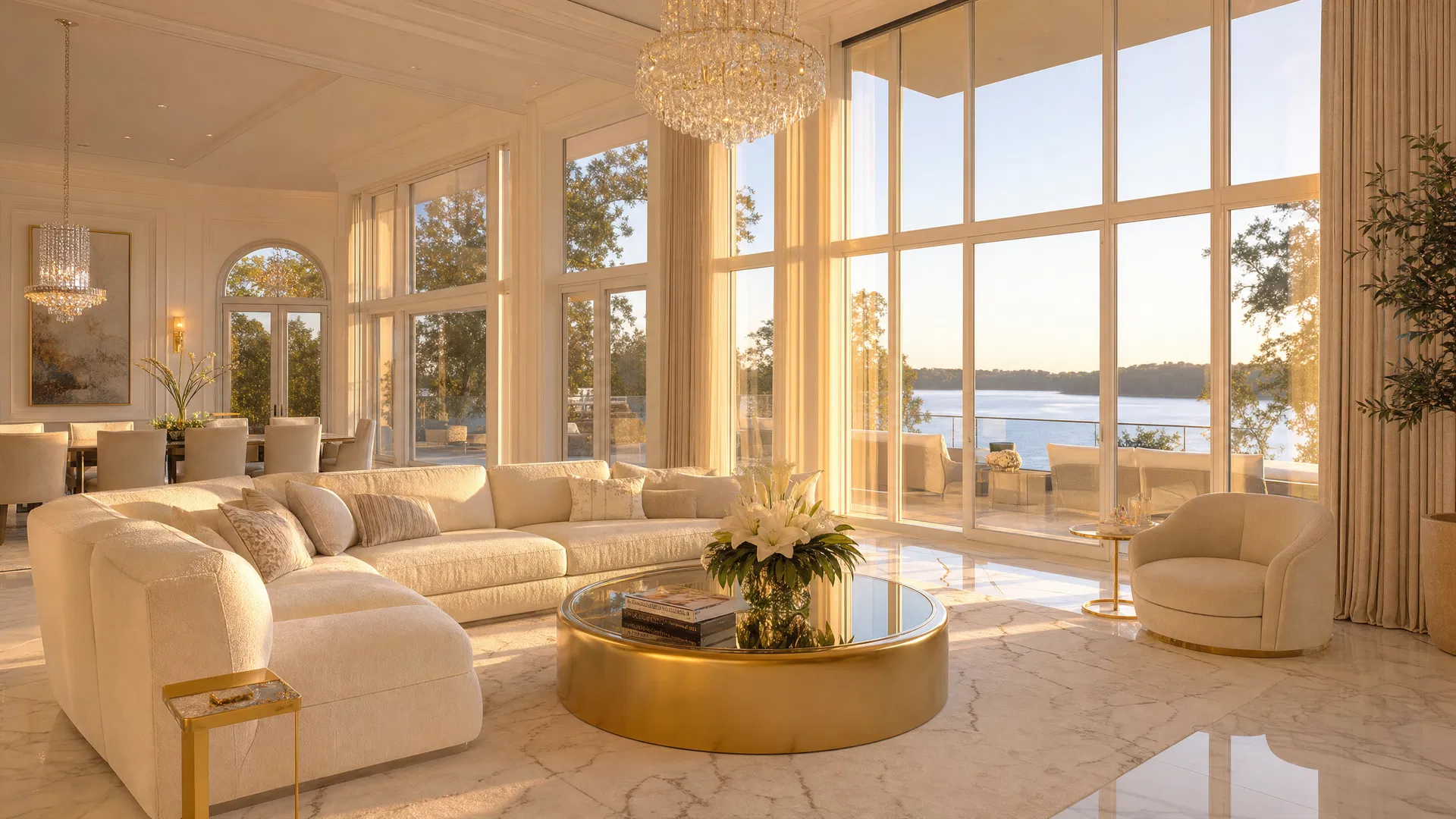 Pristine luxury living room cleaned by Clean Akers in Gainesville, GA
