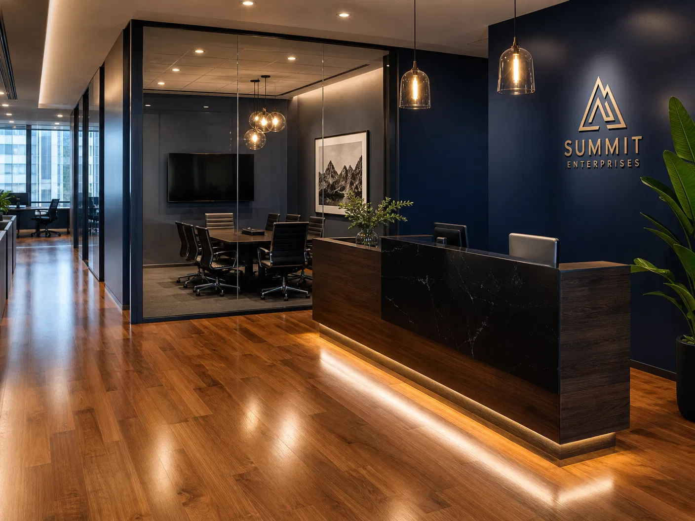 Pristine office environment maintained by Sparkling Cleaning Solutions