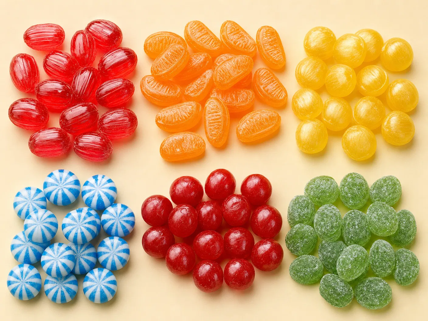 Assorted hard candy varieties