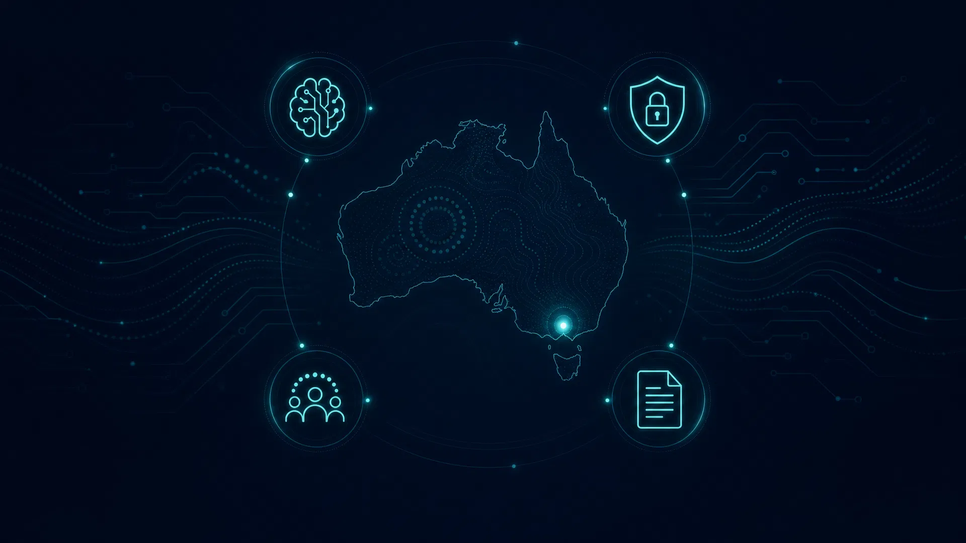 NFP AI engagement — Australia map with AI capability icons