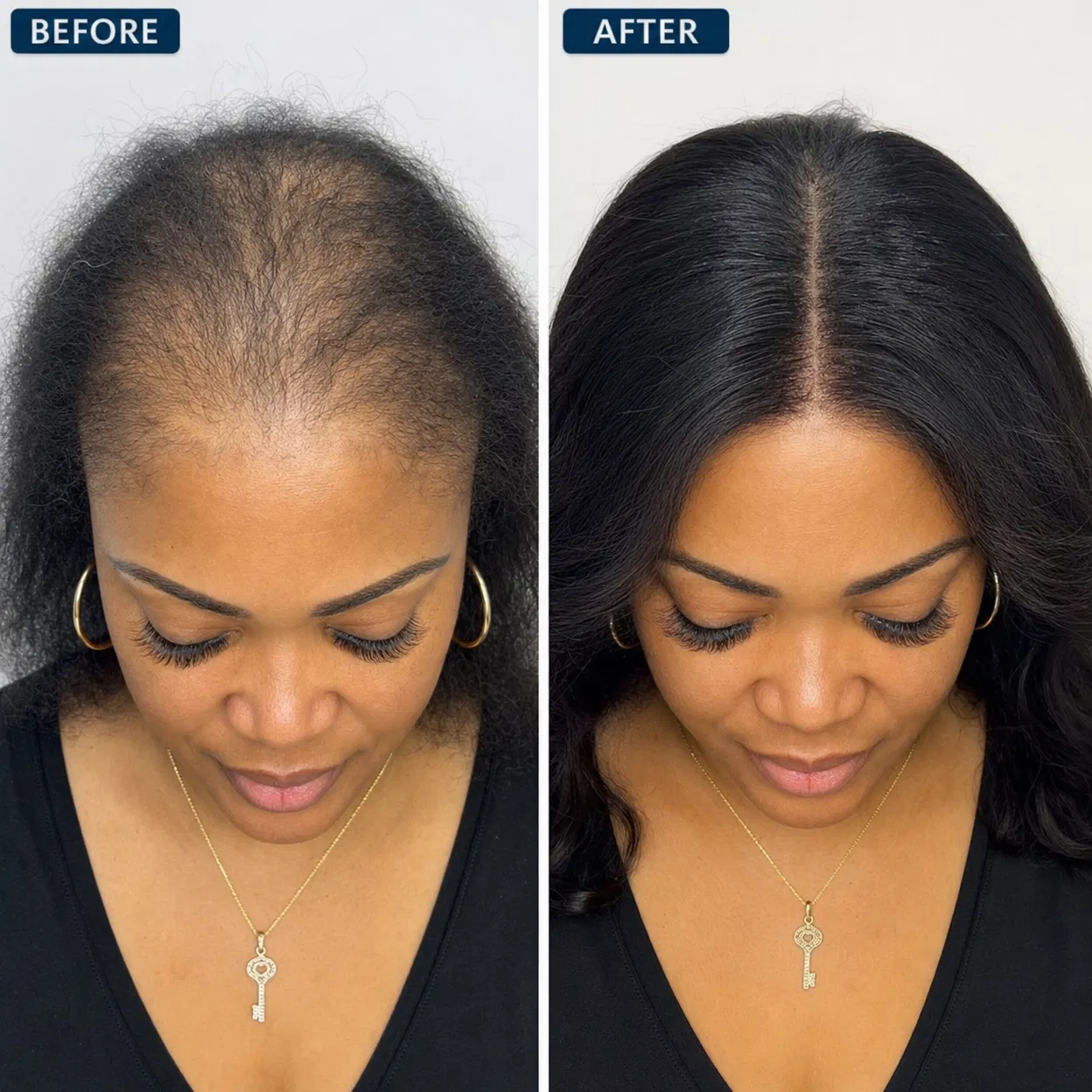 Amara K. before and after transformation