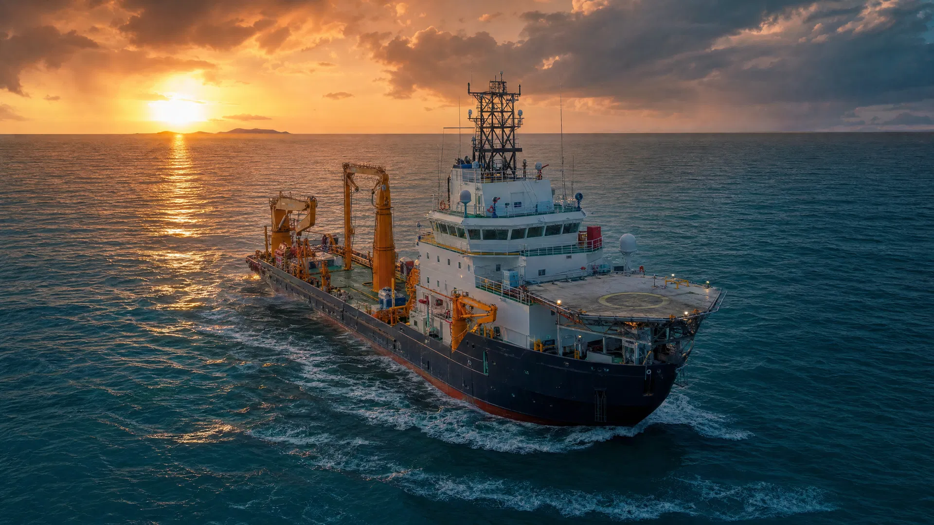 Offshore survey vessel at sea