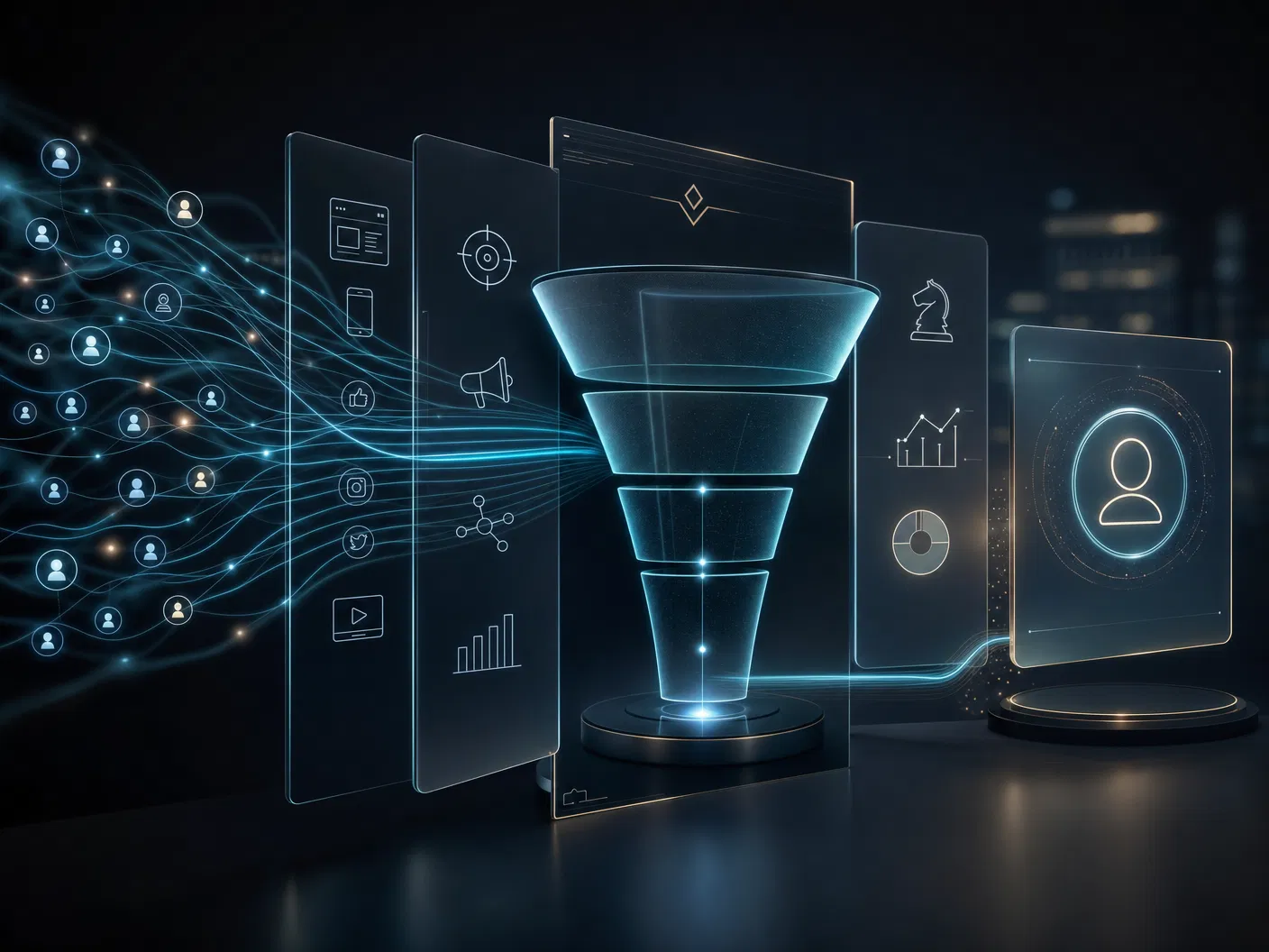 Premium lead generation funnel visual