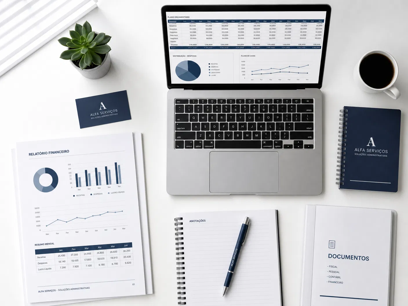 Serviços administrativos organizados