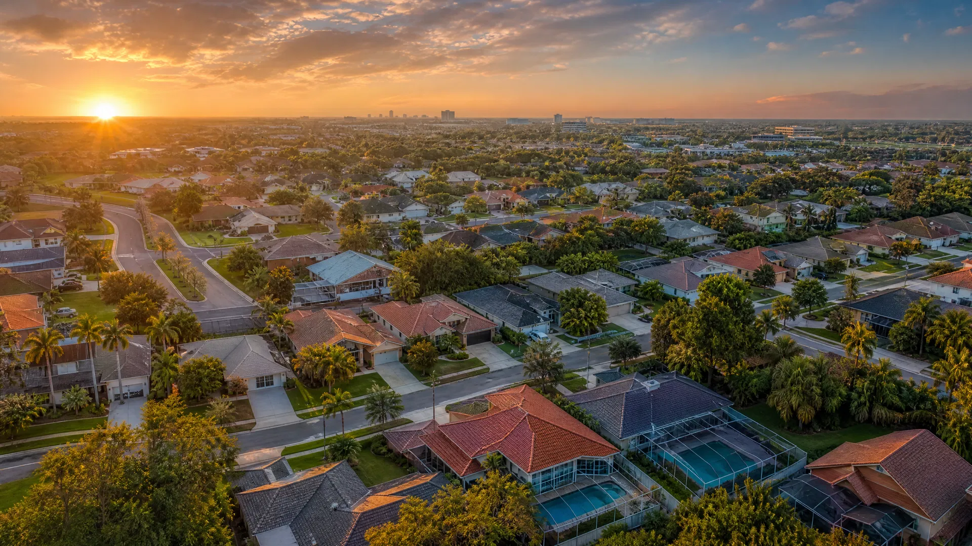 Aerial view of Florida residential neighborhood
