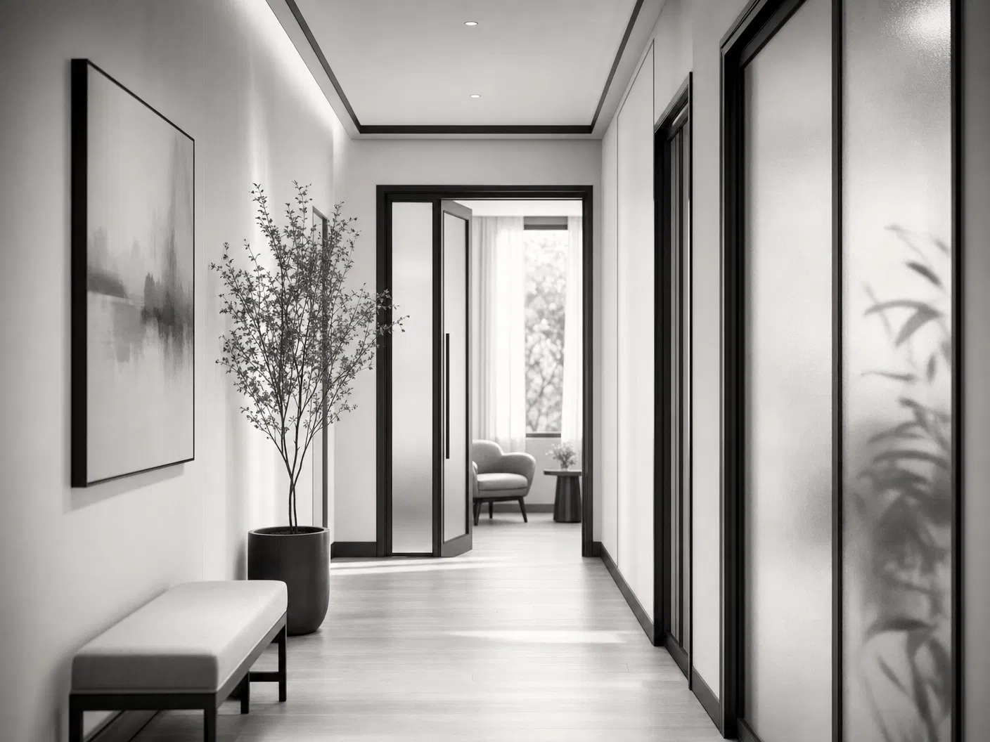 Abstract path toward a counseling office with telehealth symbol