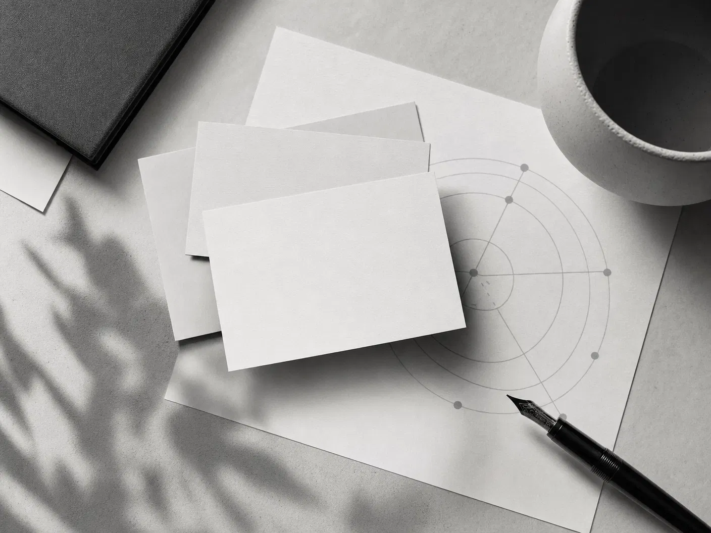 Layered abstract note cards representing therapeutic patterns and schema work