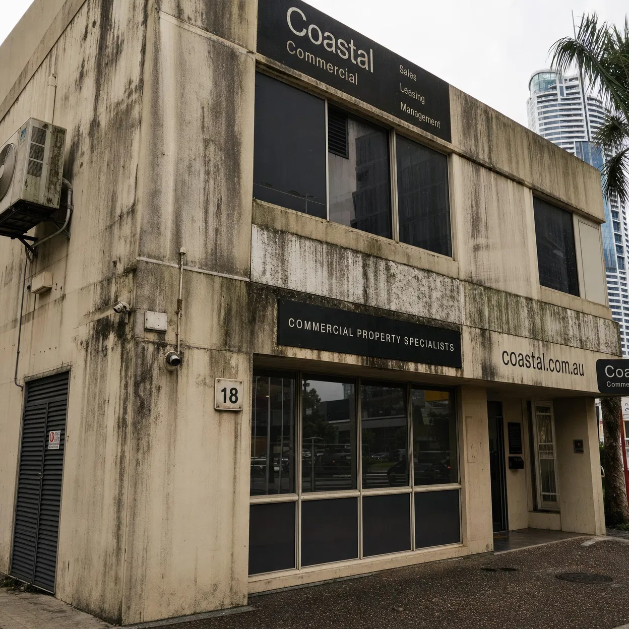 Commercial building before cleaning