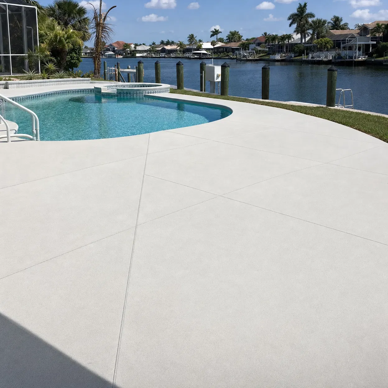 Pool deck after professional cleaning