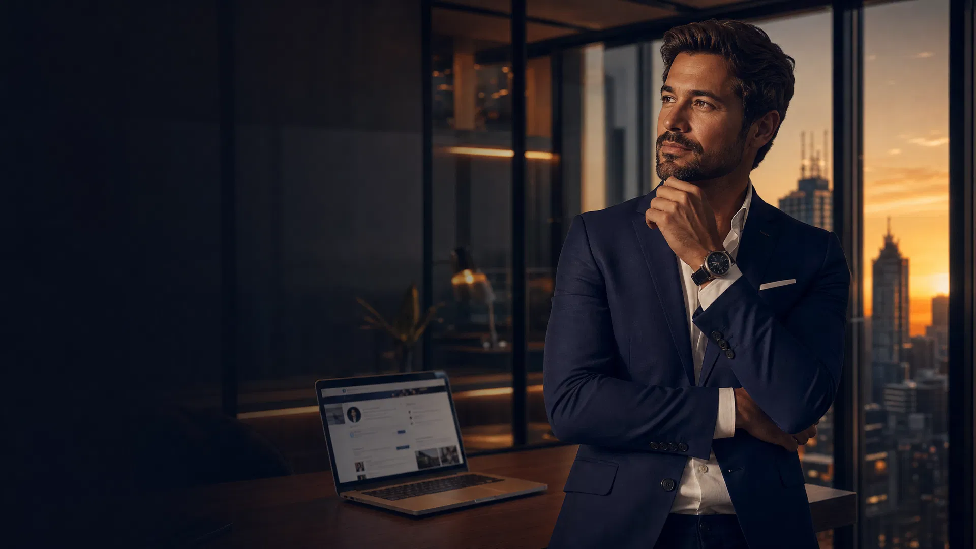 Consultor imobiliário em escritório premium