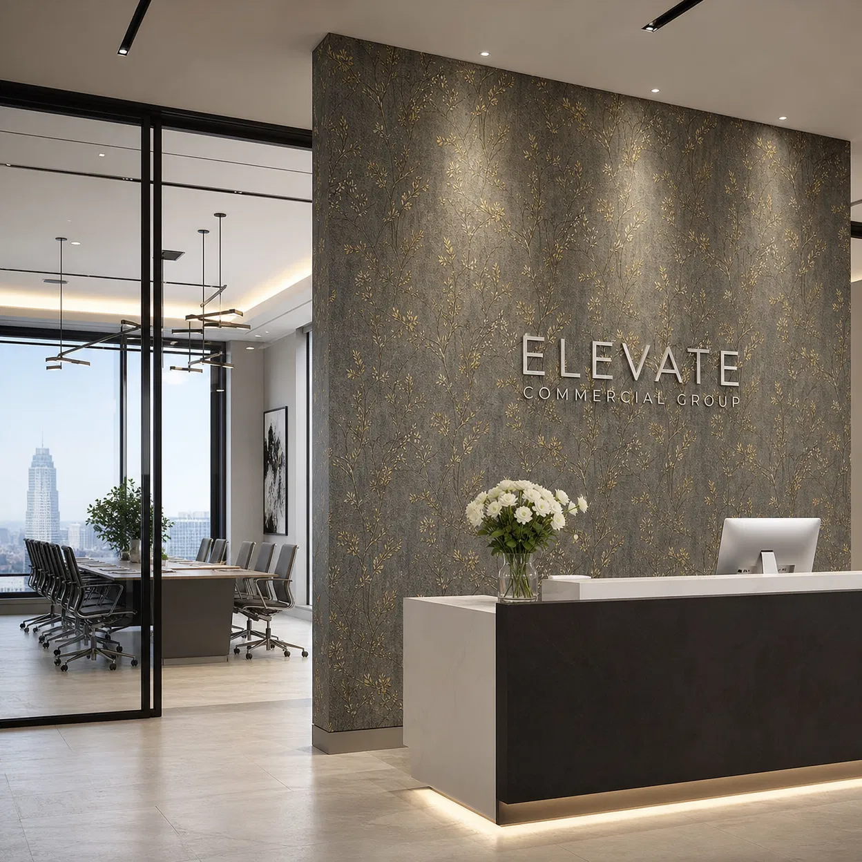 Commercial wallpaper installation