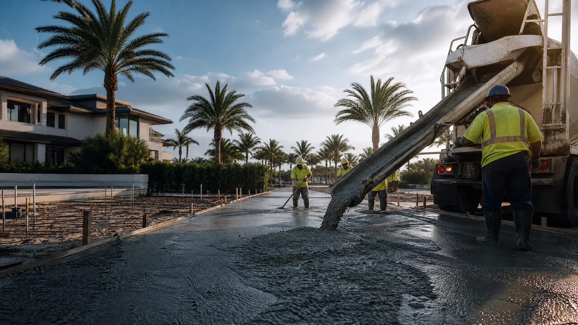 Concrete pour at a South Florida residential property