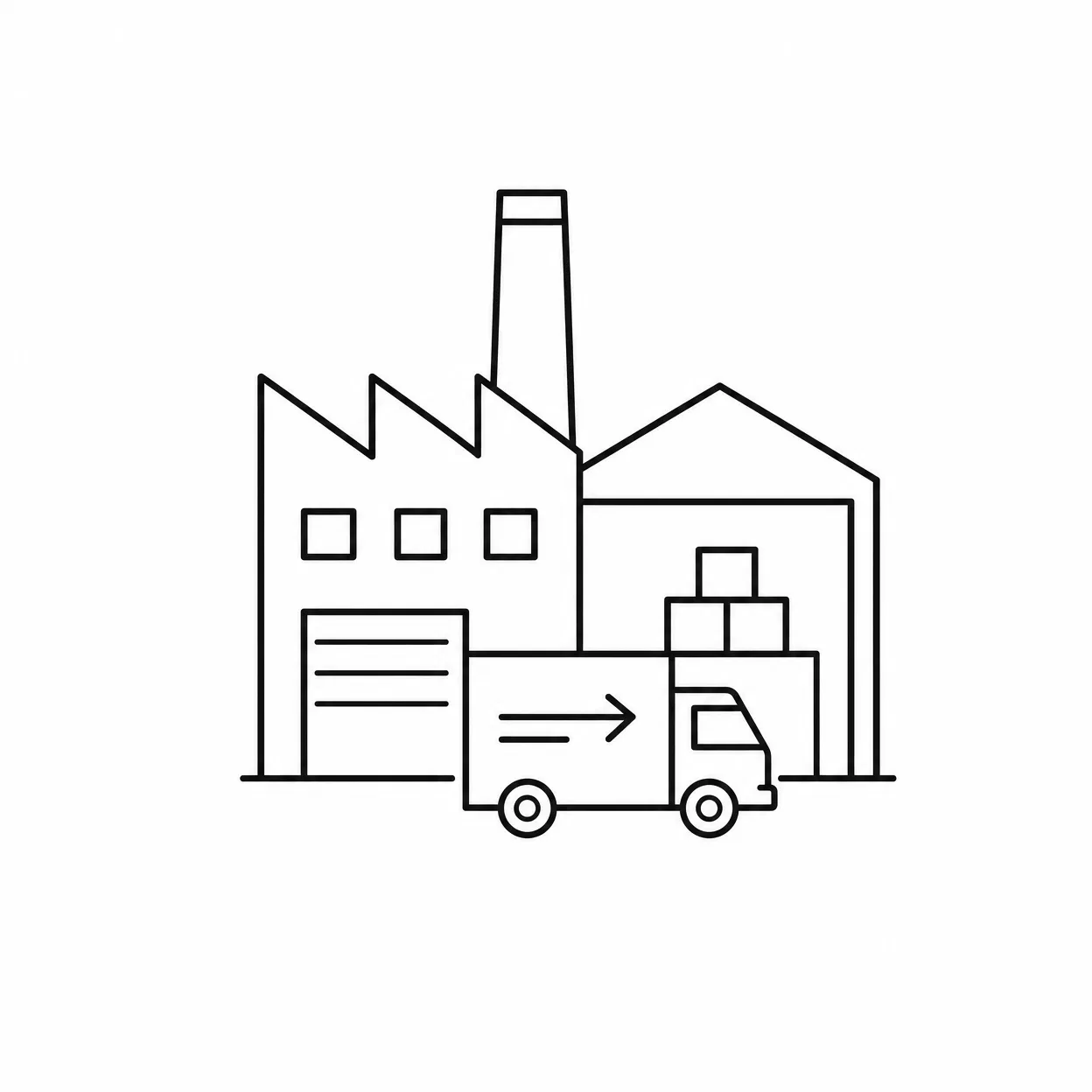 Bulk manufacturing, QC and logistics icon