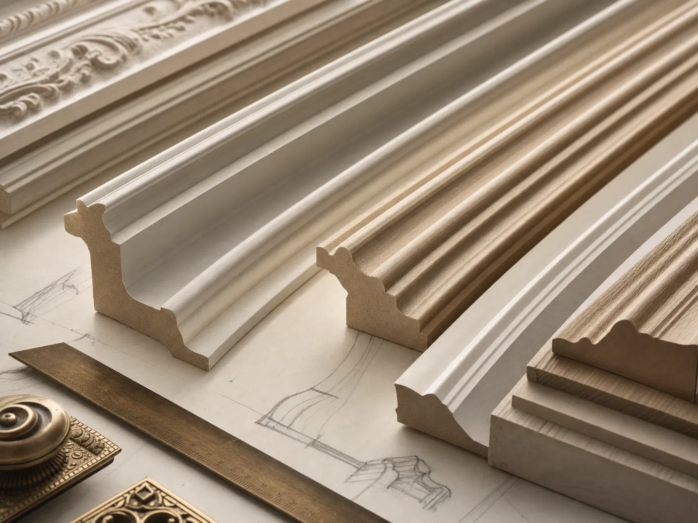 Détail de moulures MDF et bois massif