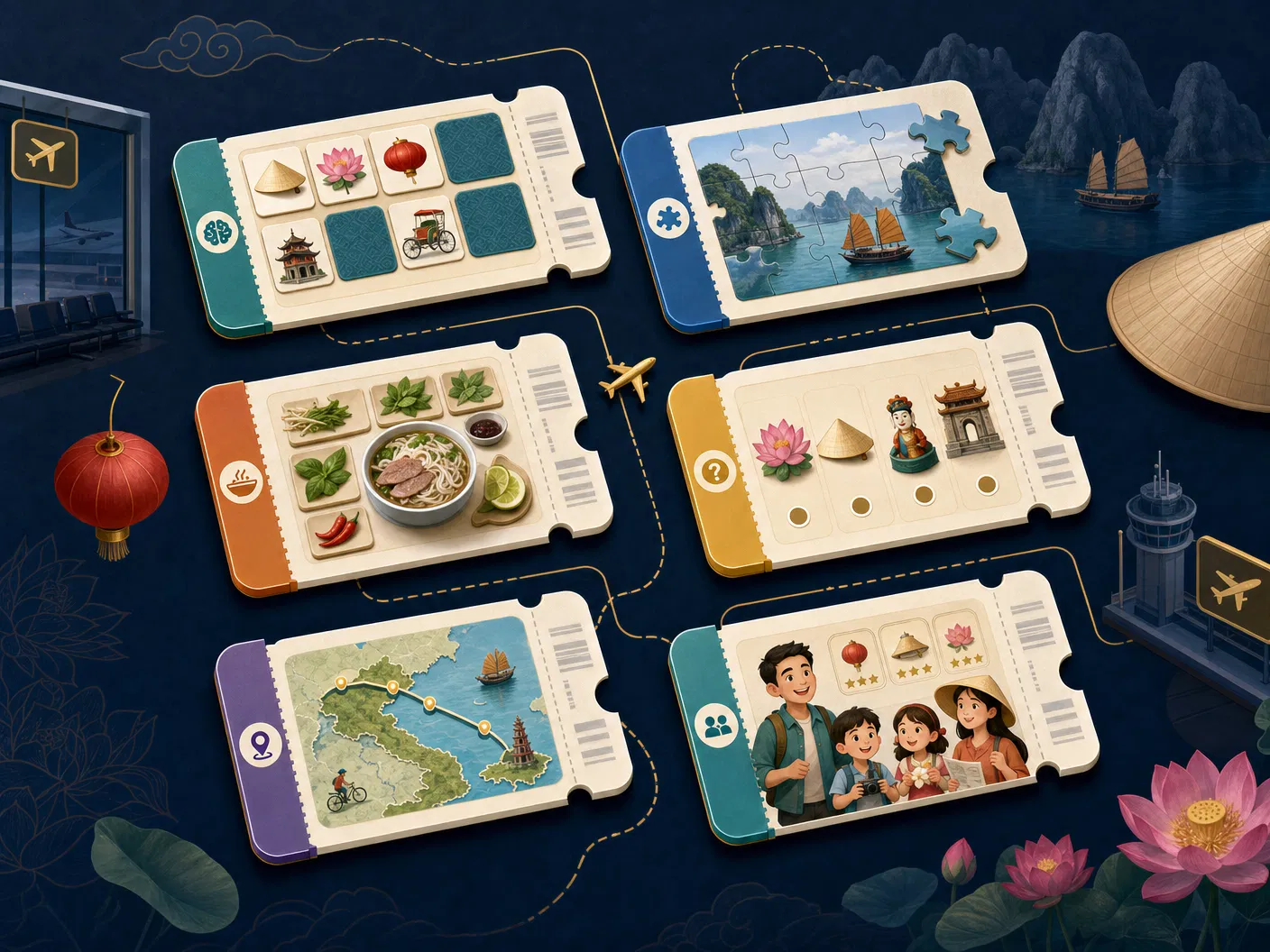 Bộ mini-game văn hóa Việt Nam dạng boarding-pass