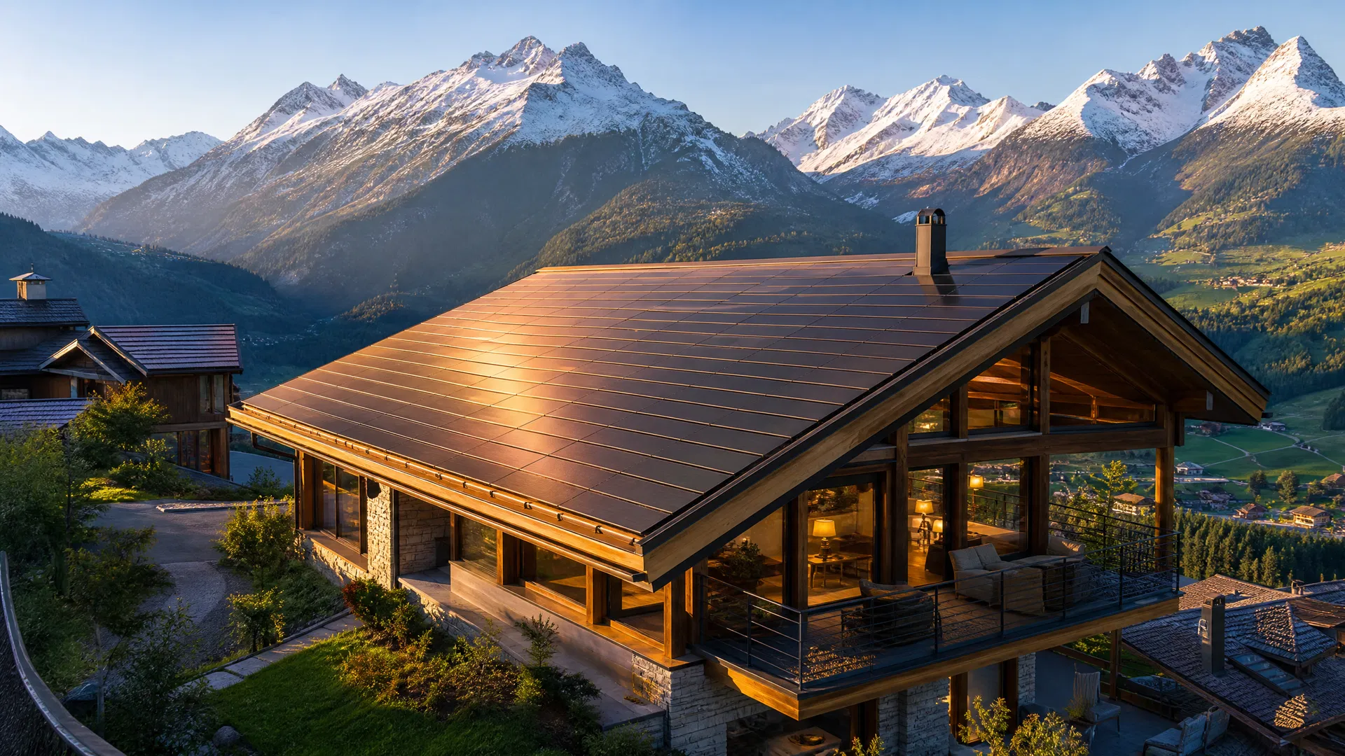 Maison suisse avec panneaux solaires