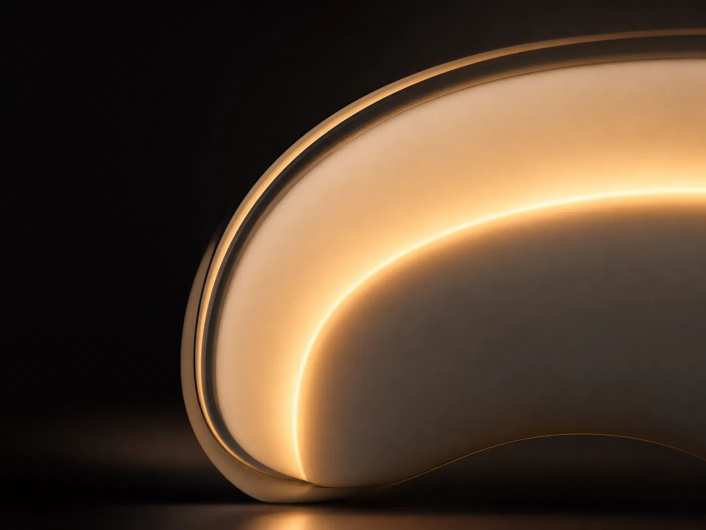 Warm amber LED glow through frosted pearl material