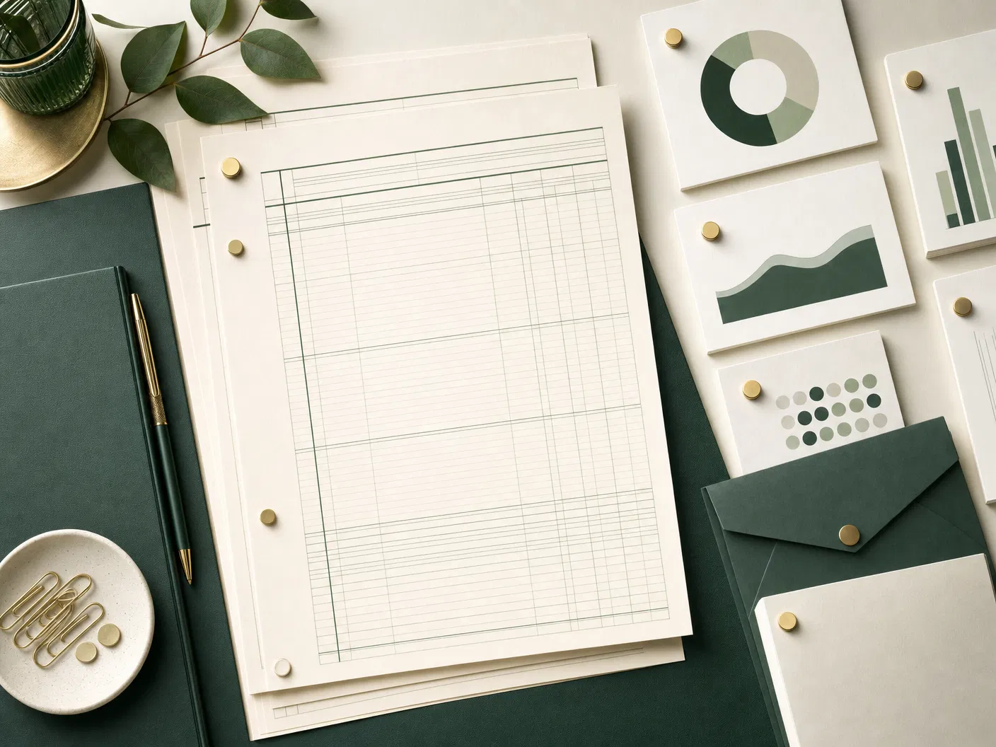 Abstract organized bookkeeping cards and ledger marks