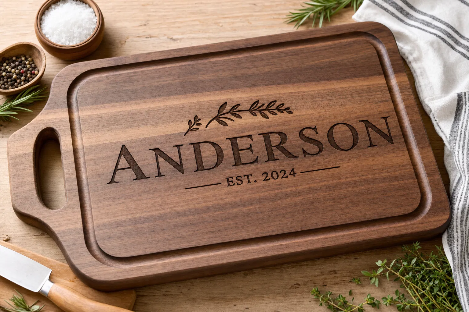 Premium laser-engraved cutting board