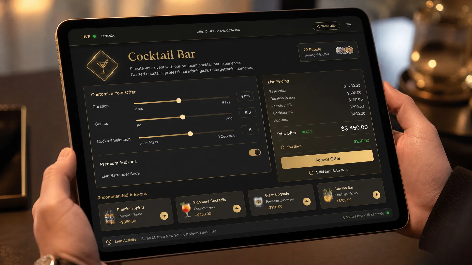 Live Offer Screen