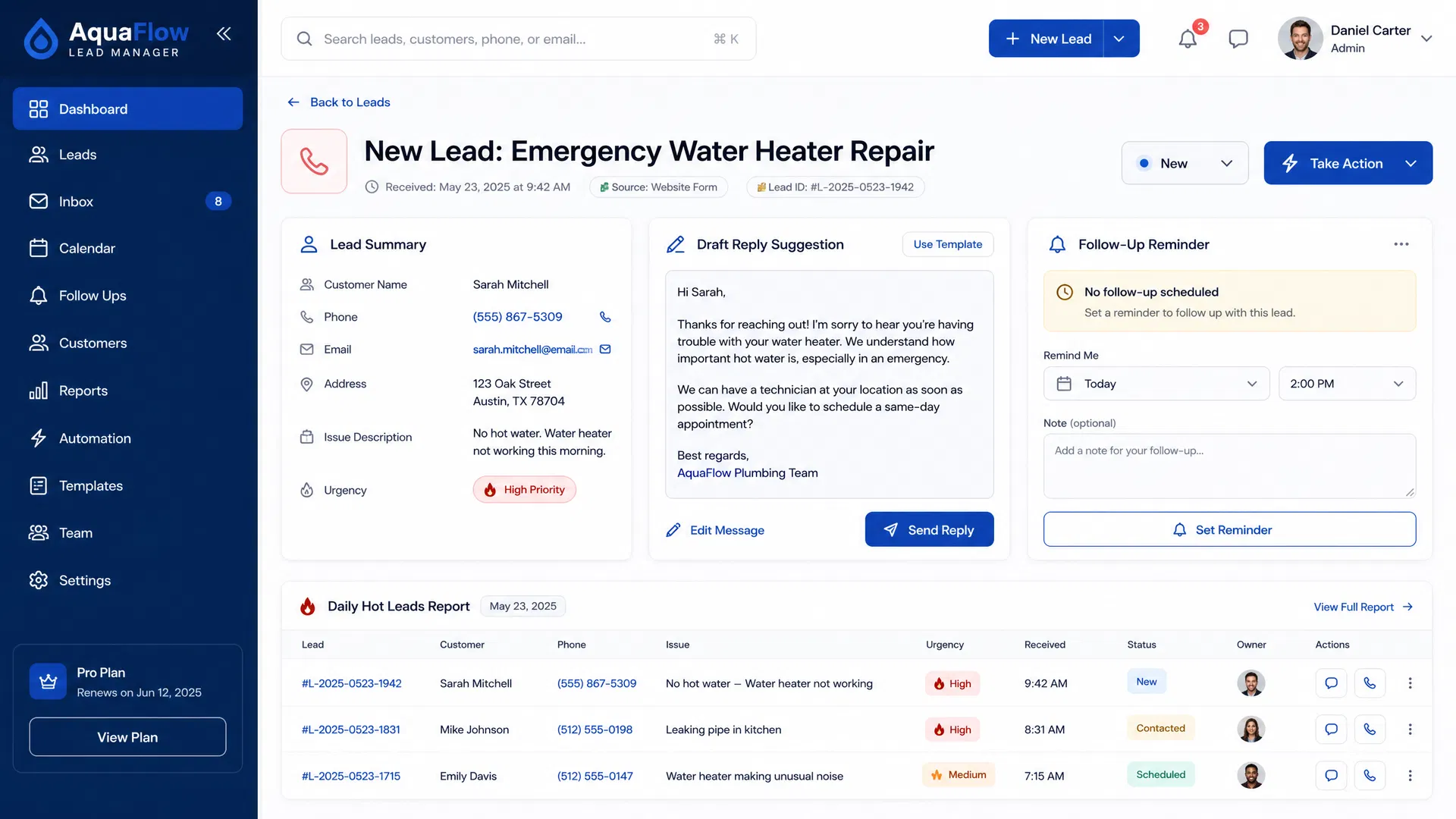 LeadRescue Dashboard