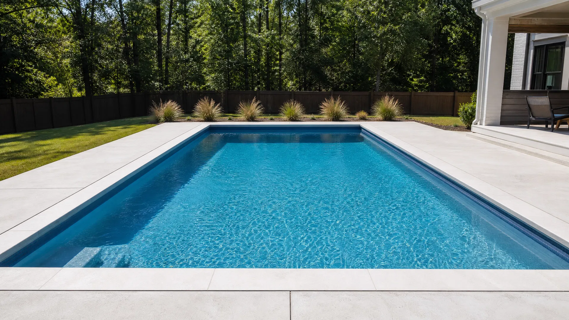Gunite pool construction shell with plans and stone samples