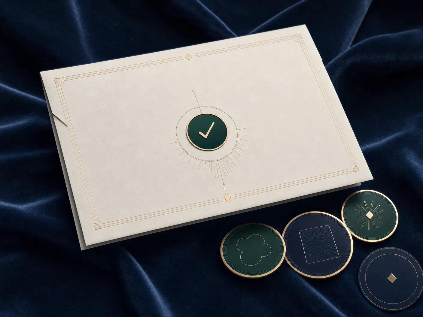 Premium newsletter desk with fiveplay cards and virtual coin motifs