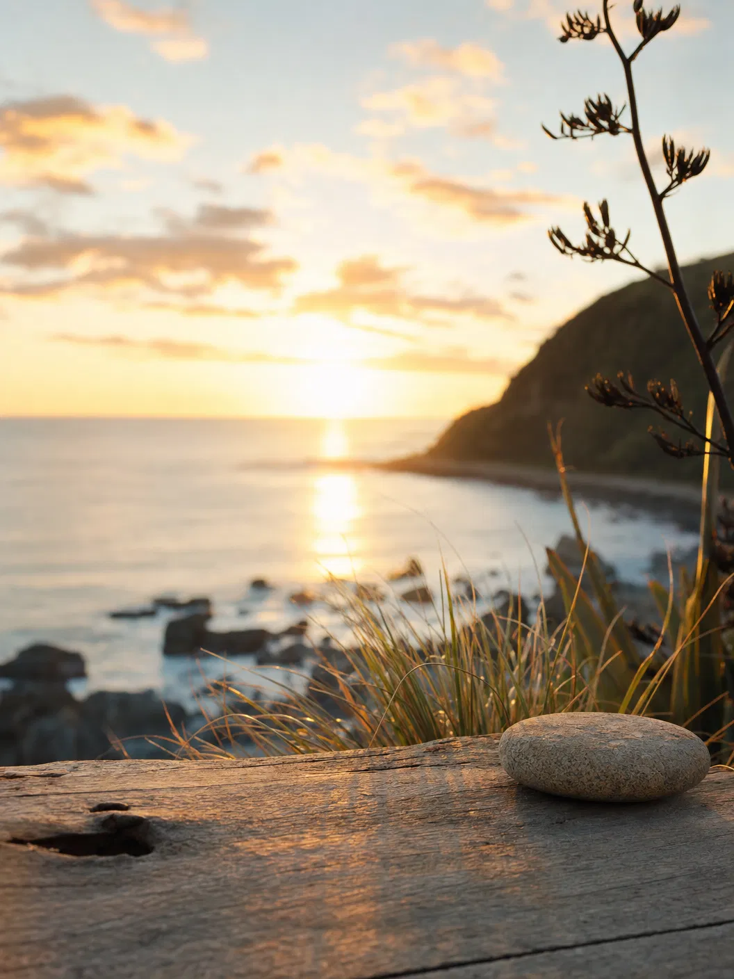 Peaceful New Zealand coastal scene