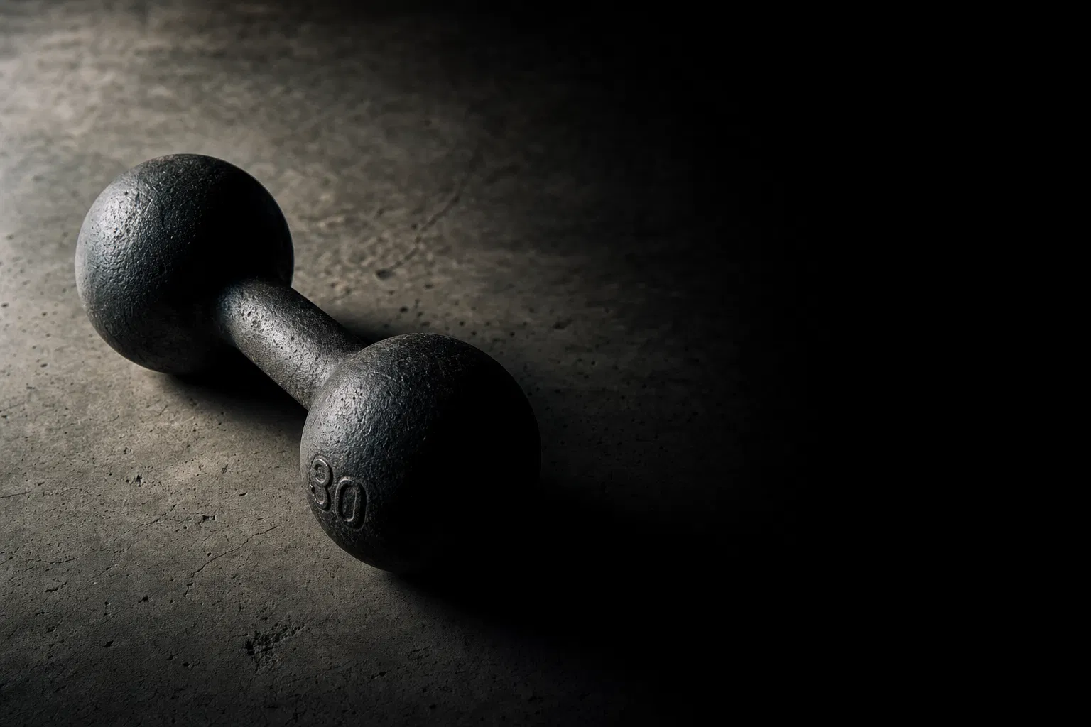 Cast iron dumbbell on dark concrete — muscle preservation and strength — The Diet Rebel