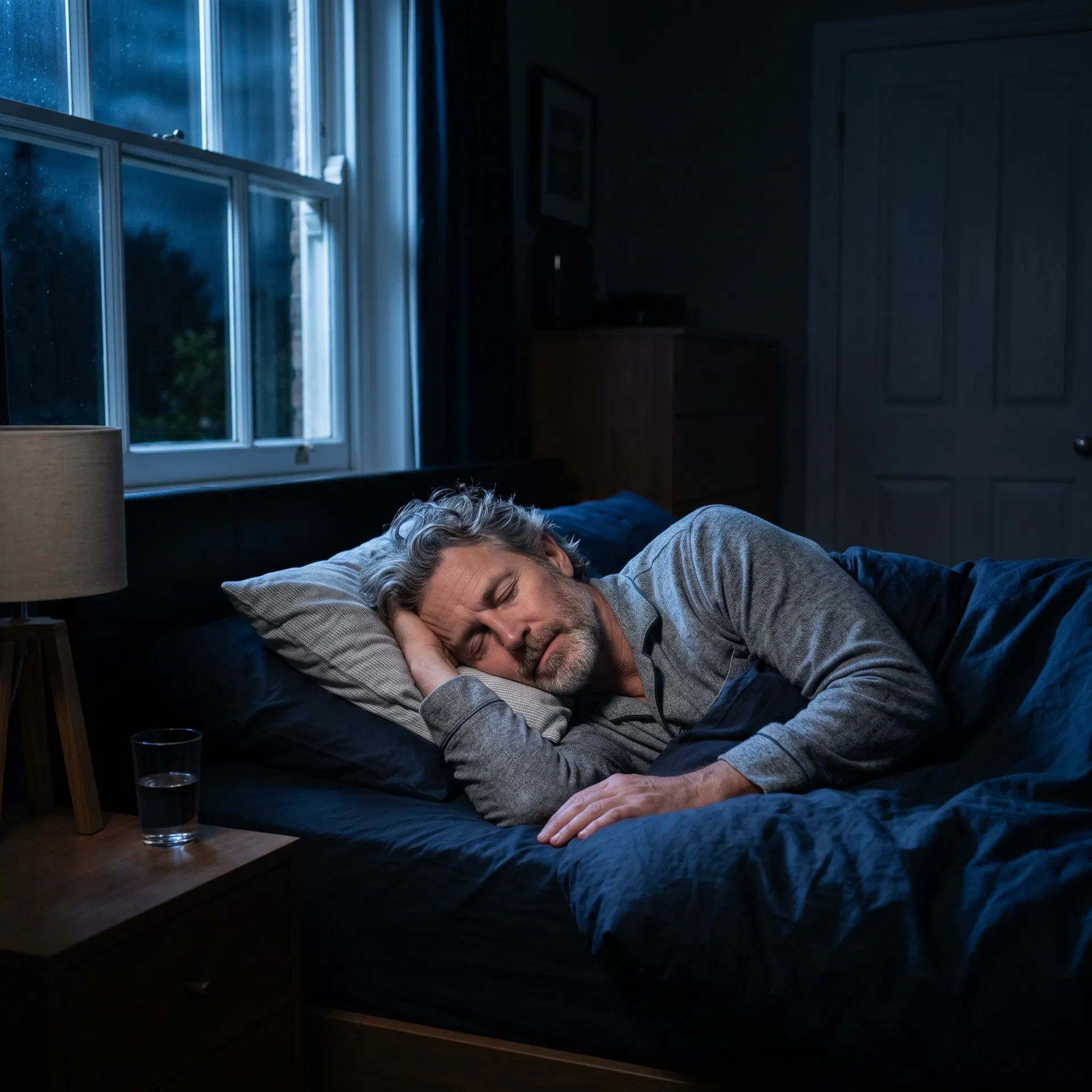 Man sleeping peacefully through the night
