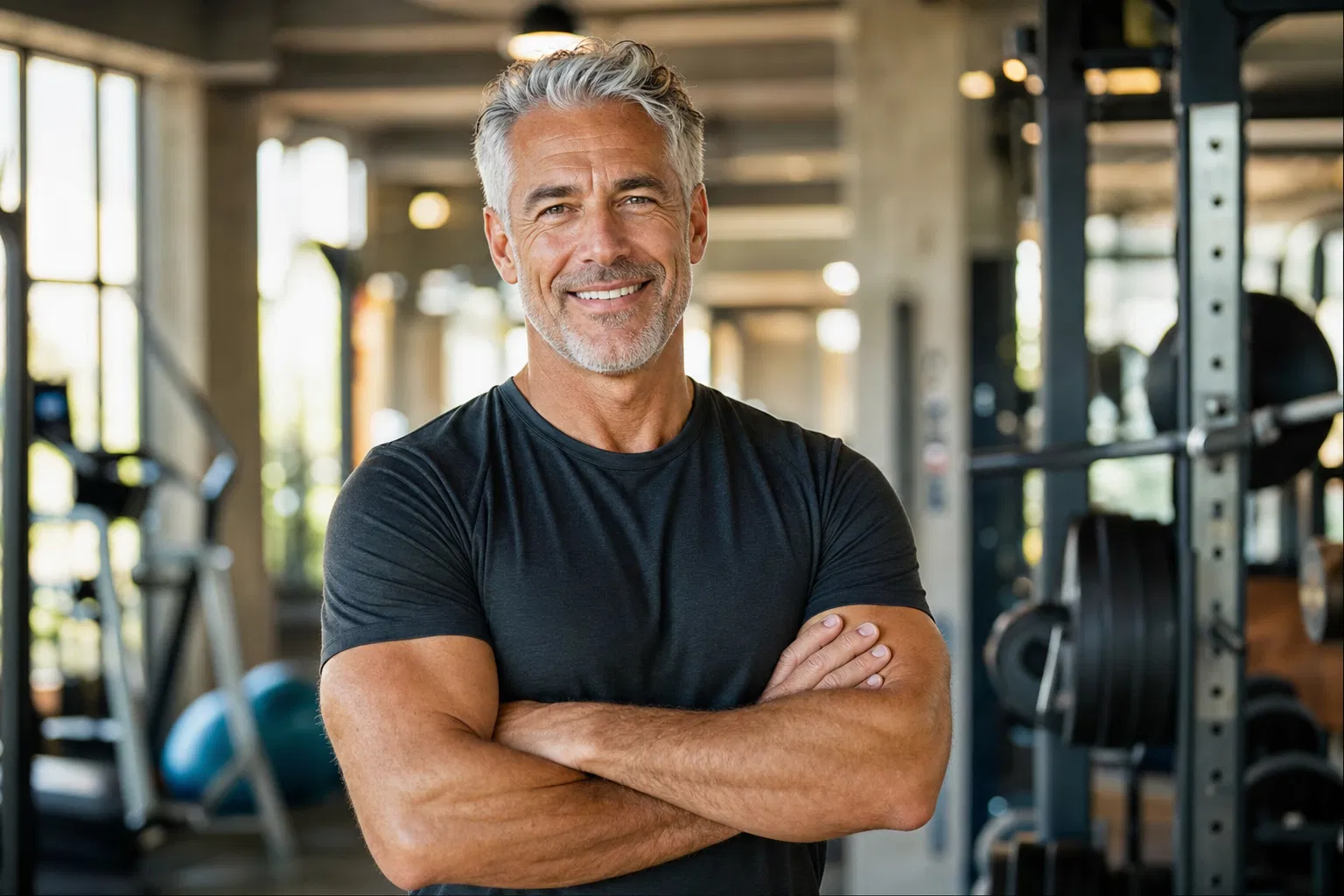 Fit man at gym staying consistent