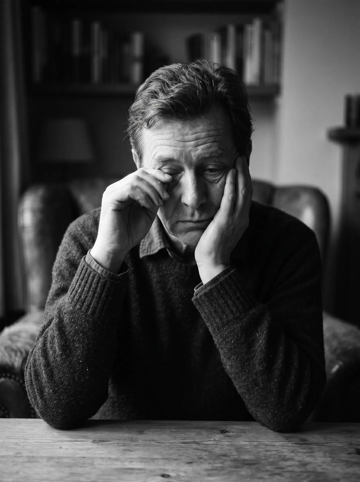 Man tired and concerned at 55