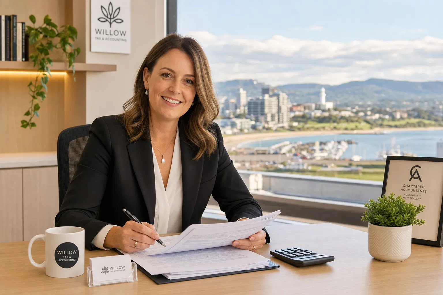 Professional accountant at desk